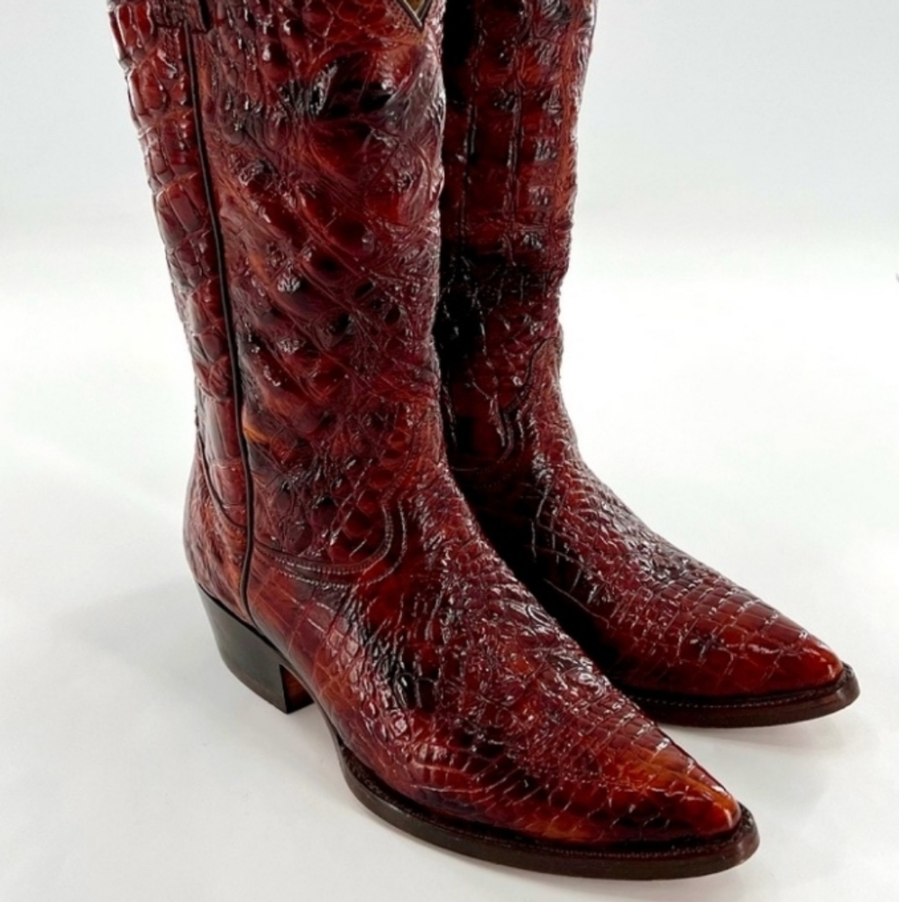 Rudel Western Red Crocodile Leather Cowboy Boots